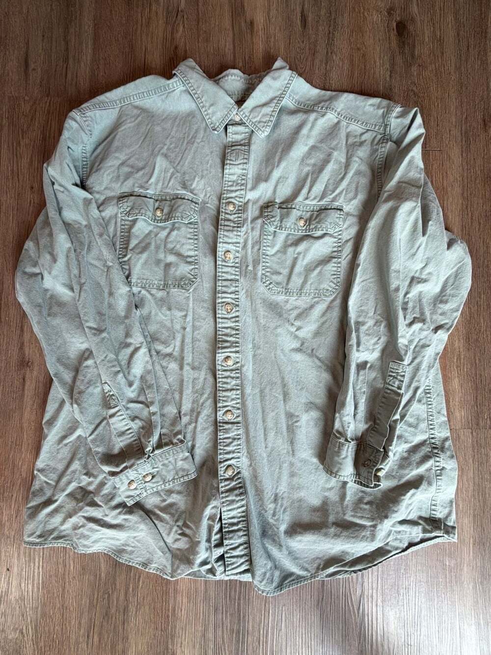 L.L. Bean Traditional Fit Long Sleeve Shirt XL-Tall Green Cotton